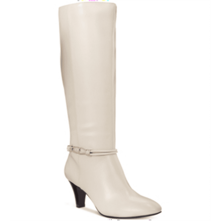 Karen Scott Women s Hollee Fabric Almond Toe Knee High Fashion White Size 6.5 Walmart