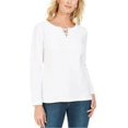 thumbnail image 1 of Karen Scott Women's Lace-Up French Terry Sweatshirt White Size X-Small, 1 of 3