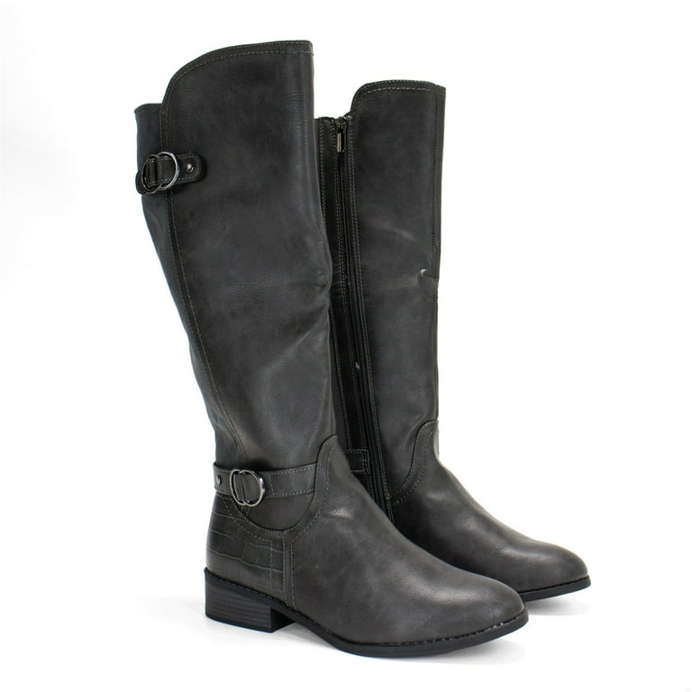 Karen Scott Women s Leandraa Extra Wide Calf Riding Boot Grey 8 M US