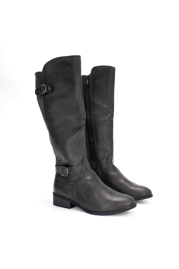 Women's Leandraa Extra Wide Calf Riding Boot, Grey,8 M US