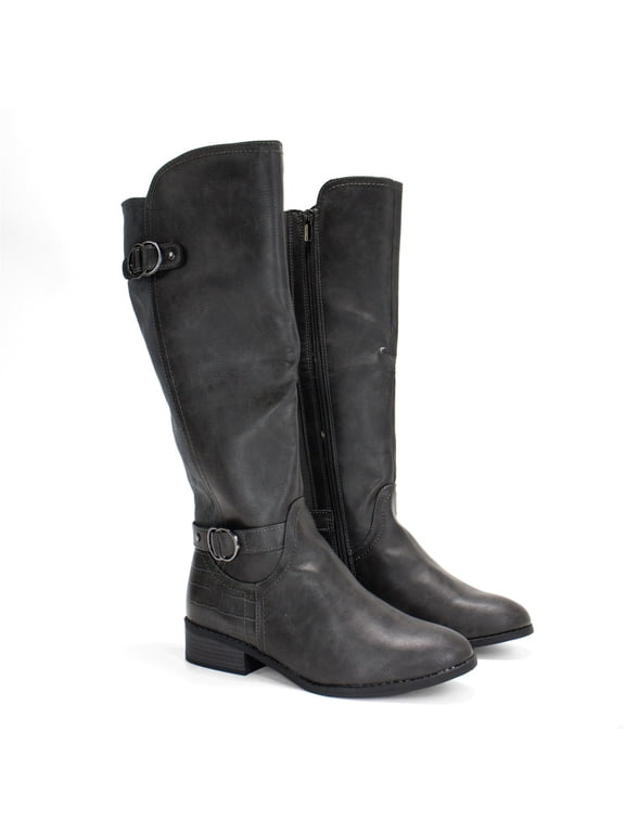Women's Leandraa Extra Wide Calf Riding Boot, Grey,8 M US