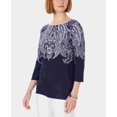 thumbnail image 1 of Karen Scott Women's Lile Paisley Boat-Neck Top Navy Size X-Small, 1 of 3