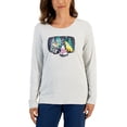 thumbnail image 1 of Karen Scott Womens Long Sleeve Holiday Top Light Smoke Heather XL, 1 of 3
