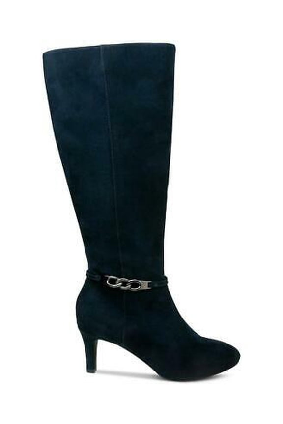Women's Navy Hanna Almond Toe Wide Calf Dress Boots Size 7.5 M / WC
