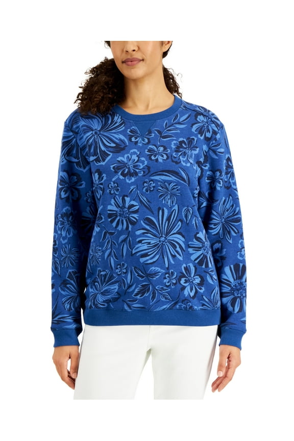 Women's Ojai Blooms Fleece Top Purple Size Small