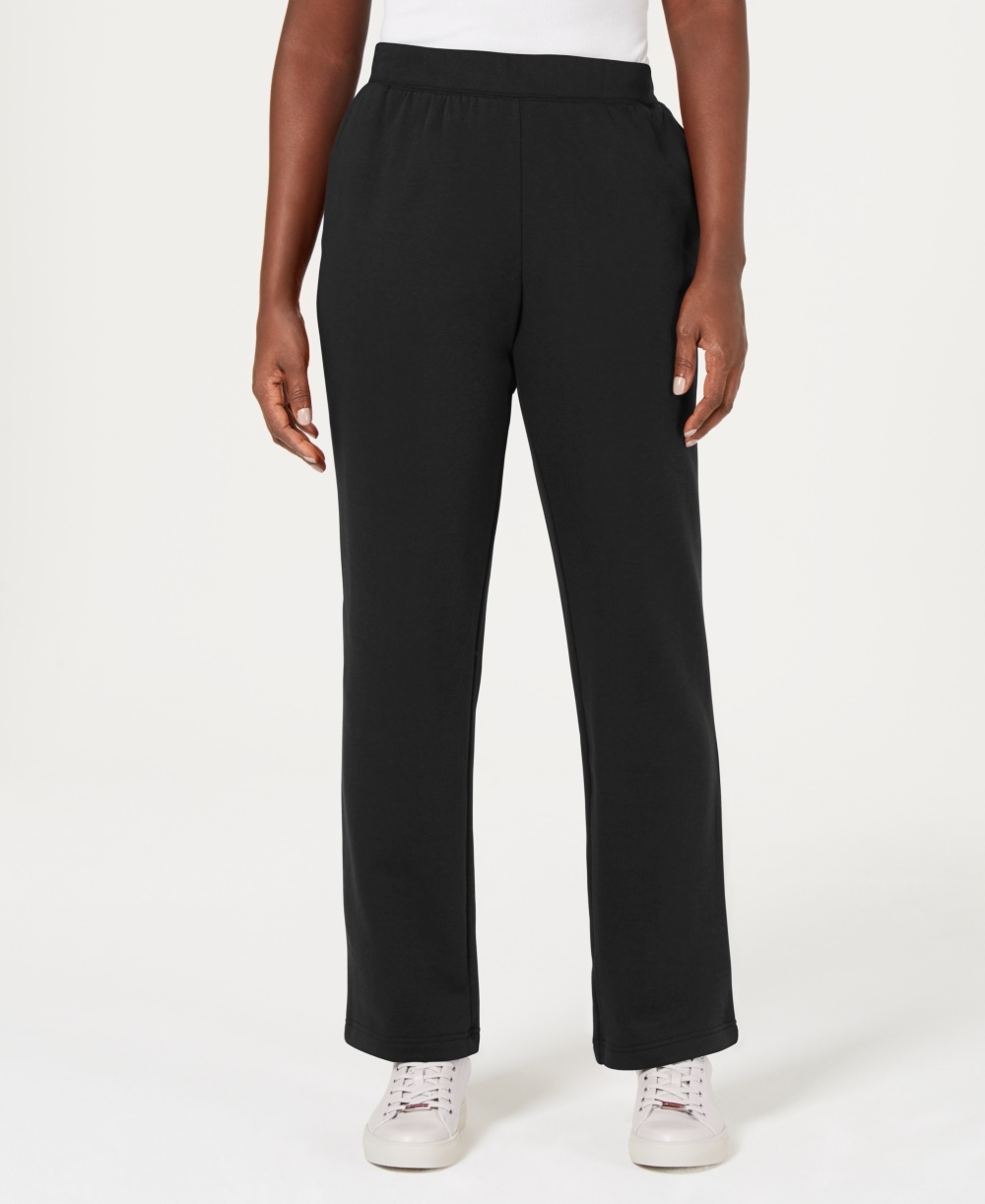 Karen Scott Women s Petite Classic Fleece Elastic Waist Pants Black Size PM Walmart