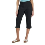 KAREN SCOTT Women's Petite Comfort Waist High-Rise Capri Pants Deep Black (Deep Black, 12P)