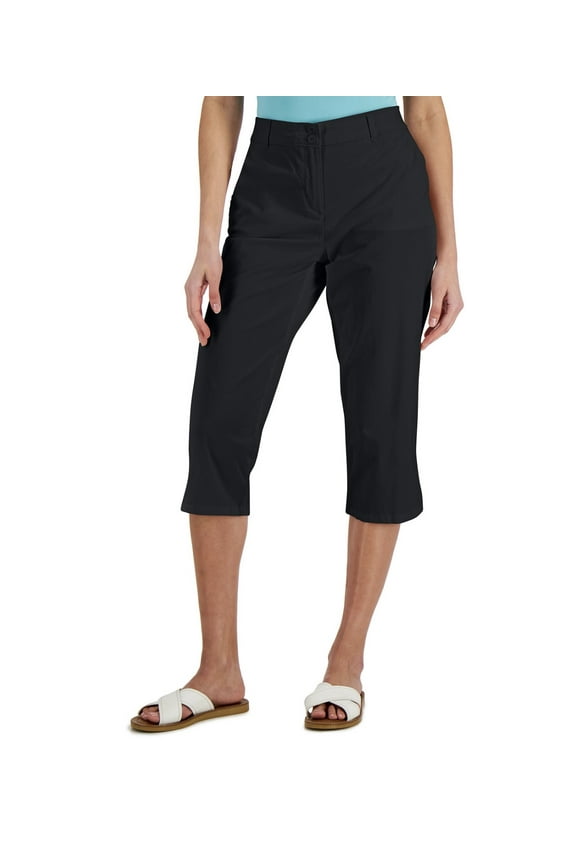 Women's Petite Comfort Waist High-Rise Capri Pants Deep Black (Deep Black, 12P)