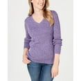 thumbnail image 1 of Karen Scott Women's Petite Cotton Ribbed Marled Sweater Purple Size Petite Small, 1 of 3