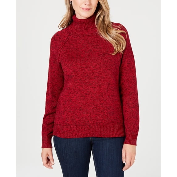 Karen Scott Women's Petite Cotton Turtleneck Sweater Bright Red Size Petite