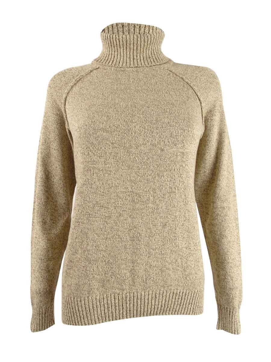 Karen Scott Women's Petite Cotton Turtleneck Sweater (PXS, Chestnut Marble)