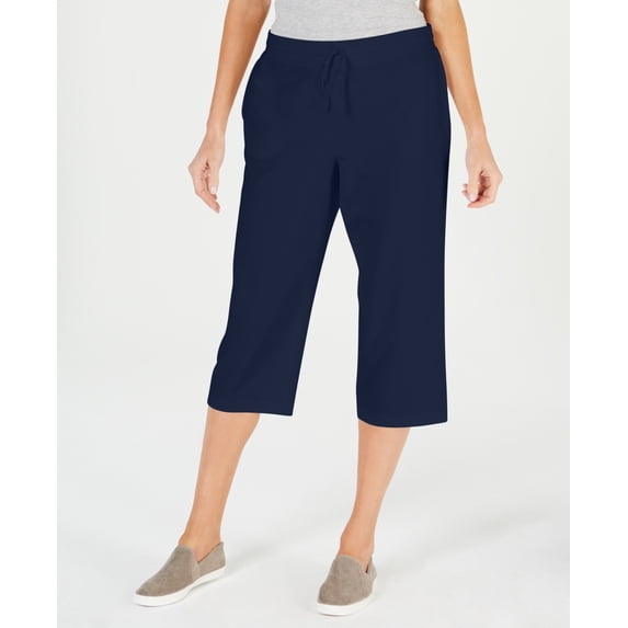 Karen Scott Women's Petite Drawstring Capri Pants Navy Size PM