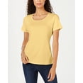 thumbnail image 1 of Karen Scott Womens Yellow Short Sleeve Scoop Neck Top Plus 3X, 1 of 3