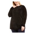 thumbnail image 1 of Karen Scott Women's Plus Size Chenille Split Neck Pullover Black Size 2X, 1 of 3