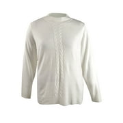 Karen Scott Women's Plus Size Luxsoft Cable-Knit Sweater (3X, Luxsoft White)