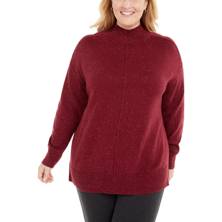 Karen Scott Women s Plus Size Mock Neck Sweater 1X Merlot