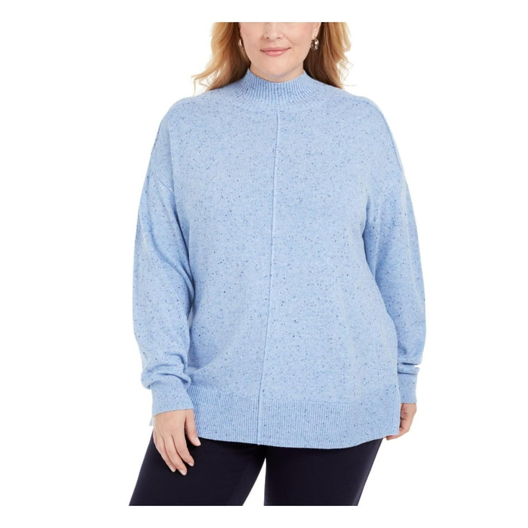 Karen Scott Women s Plus Size Mock Neck Sweater Blue Size 4X Walmart