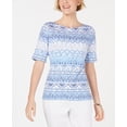 thumbnail image 1 of Karen Scott Women's Printed Boat-Neck Top Starlit Perri Size Petite Large, 1 of 3