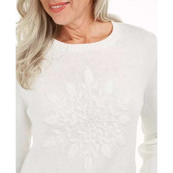 Karen Scott Women's Snowflake Applique Sweater White Size 2 Extra Large