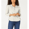 thumbnail image 1 of Karen Scott Women's Solid & Printed Collared Top White Size Petite, 1 of 3