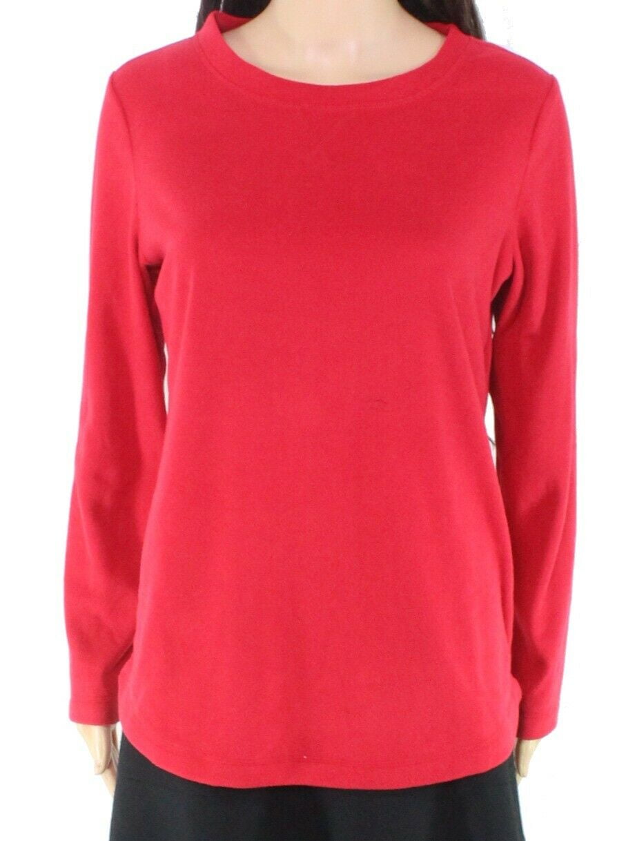 Karen Scott Women's Sport Fleece Sweatshirt Red Size L