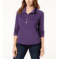 thumbnail image 1 of Karen Scott Women's Stand Collar Snap Front Top Purple Size Petite XL, 1 of 3