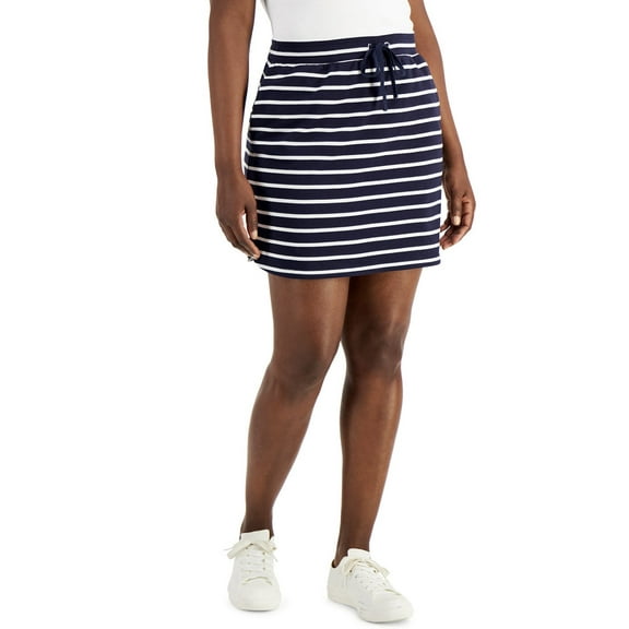 Karen Scott Women's Striped Pull-On Skort Intrepid Blue Size XXL