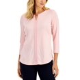 thumbnail image 1 of Karen Scott Womens 3/4 Sleeve Crochet Detail Top Soft Pink XS, 1 of 1