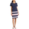 thumbnail image 1 of Karen Scott Womens Anchors Away Striped Printed Dress Intrepid Blue M, 1 of 1