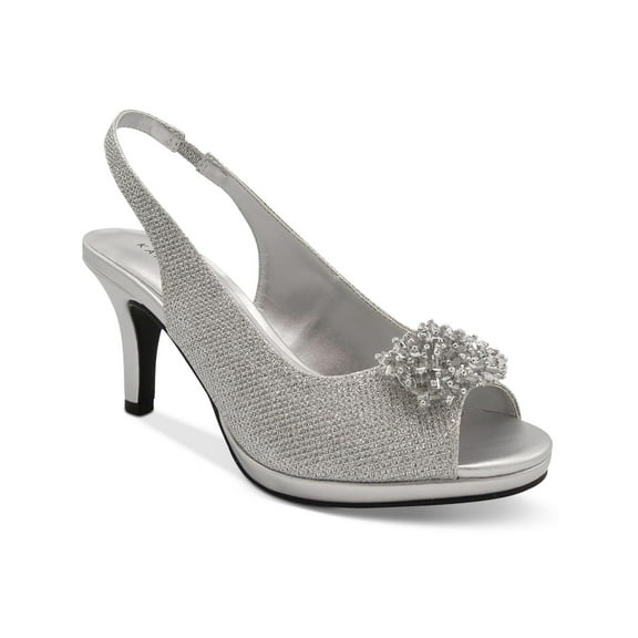 Karen Scott Womens Breena Embellished Textured Heel Sandals
