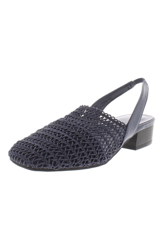 Womens Carlton Crochet Stacked Heel Slingback Sandals