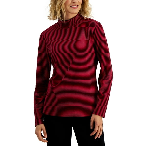 Karen Scott Womens Carmela Mock Neck Top New Red Amore 2XL