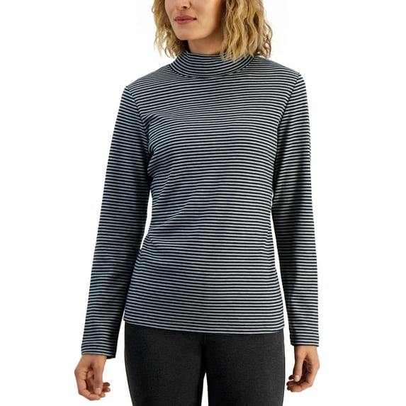 Karen Scott Womens Carmela Mock Neck Top Smoke Grey Heather XL