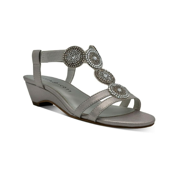 Karen Scott Womens Catrinaa Faux Leather Embellished Evening Sandals