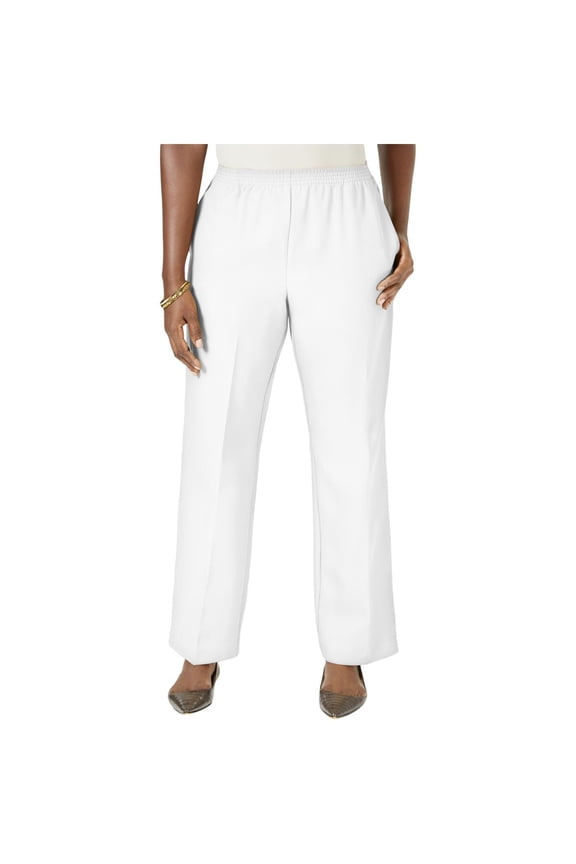 Womens Comfort Waist Classic Pants White XL