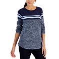 thumbnail image 1 of Karen Scott Womens Cotton Colorblocked Sweater Intrepid Blue L, 1 of 1