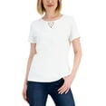 thumbnail image 1 of Karen Scott Womens Cotton Keyhole Top Bright White S, 1 of 1