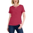 thumbnail image 1 of Karen Scott Womens Cotton Keyhole Top Raspberry Wine XL, 1 of 1