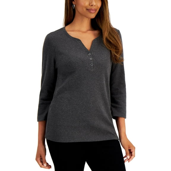 Karen Scott Womens Cotton Knit Blouse