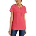 thumbnail image 1 of Karen Scott Womens Cotton Lace Up Tunic Peony Coral S, 1 of 1