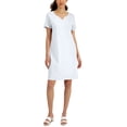 thumbnail image 1 of Karen Scott Womens Cotton Split Neck Dress Bright White L, 1 of 1