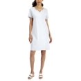 thumbnail image 1 of Karen Scott Womens Cotton Split Neck Dress Bright White M, 1 of 1