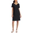 thumbnail image 1 of Karen Scott Womens Cotton Split Neck Dress Deep Black S, 1 of 1