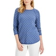 thumbnail image 1 of Karen Scott Womens Cotton Tuck Stitch Sweater Heather Indigo XS, 1 of 1