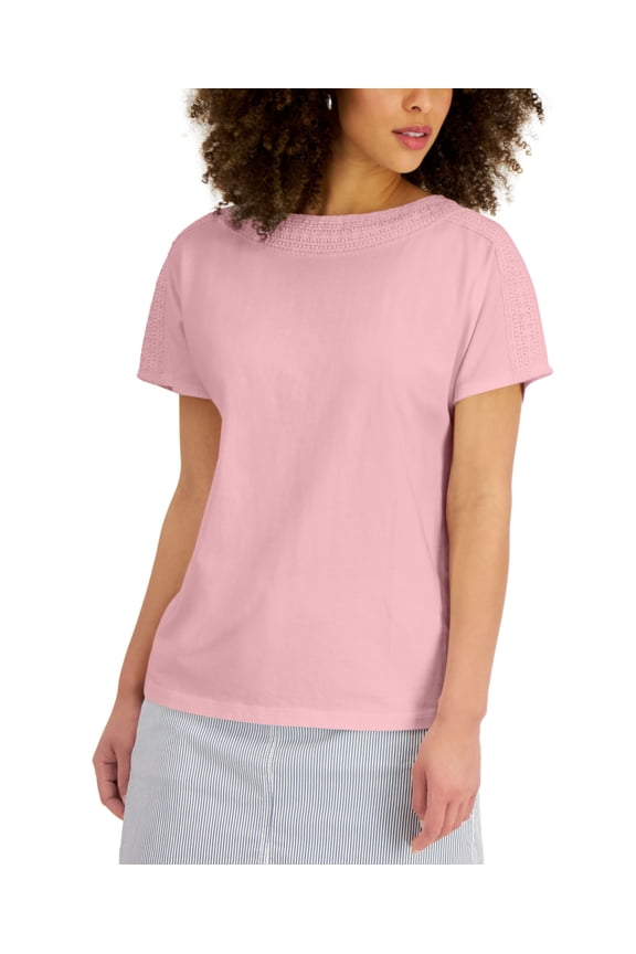 Womens Crochet Trim Top Boca Blush XS