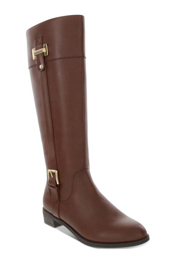 Womens Deliee 2 Faux Leather Riding Boots Brown 9.5 Wide (C,D,W)