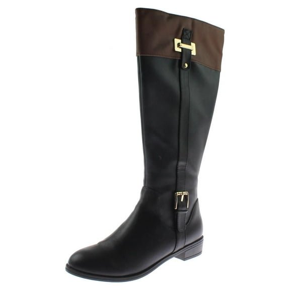Karen Scott Womens Deliee Faux Leather Colorblock Riding Boots