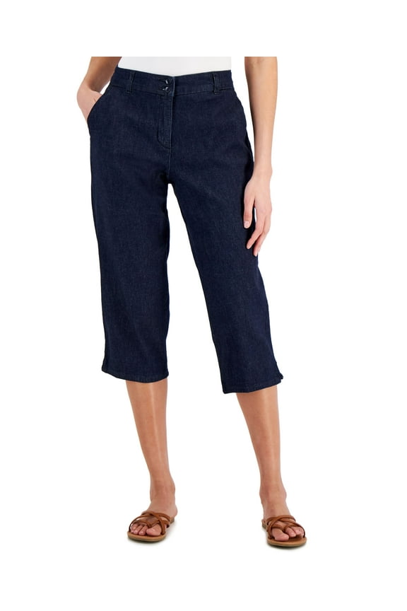 Womens Denim Comfort Waist Capri Pants Blue Combo 16