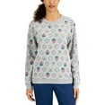 thumbnail image 1 of Karen Scott Womens Desi Printed Fleece Top Smoke Grey Heather XS, 1 of 1