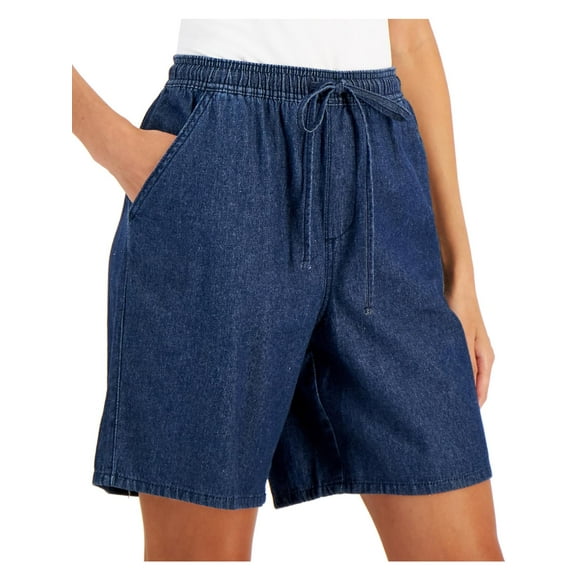 Karen Scott Womens   Drawstring Short Flat Front Tie-Waist/belted